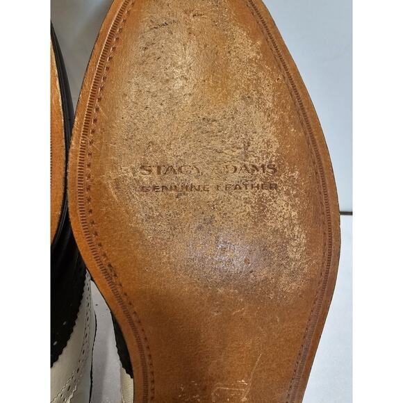 Stacy Adams Leather Oxford Wingtip Two Toned Black/White Dress Shoe Size‎ 9.5M - Picture 7 of 11